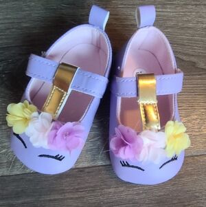 Purple Unicorn Crib Shoes Only, Size 3 Infant, Dress Sold Separately